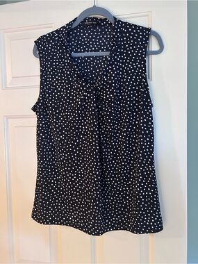 Jones New York Black Polka Dot Sleeveless Top XL NWOT